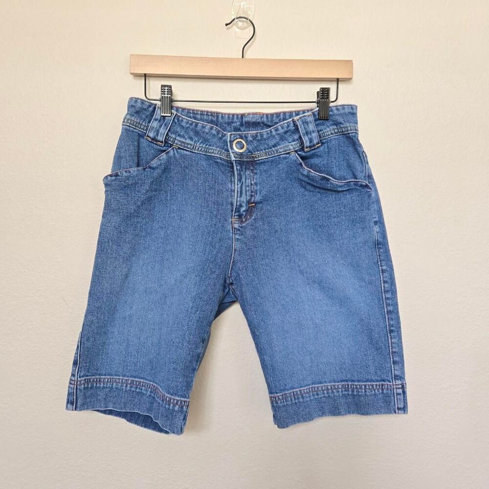 Lee Blue Denim Mid Rise Long Bermuda shorts womens size 6